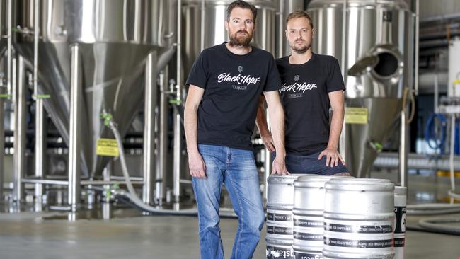 Black Hops Brewery co-founders Dan Norris and Eddie Oldfield aren’t happy about the beer tax. Pic Tim Marsden