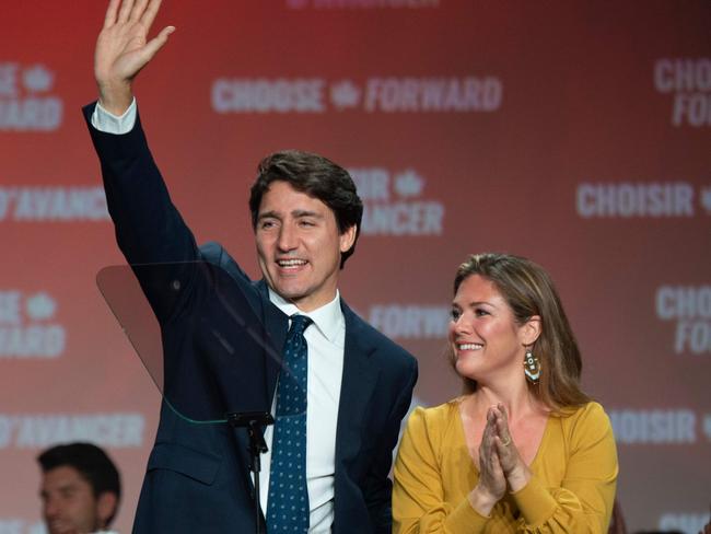 Canadian Prime Minister Justin Trudeau’s wife Sophie has coronavirus. Picture: AFP