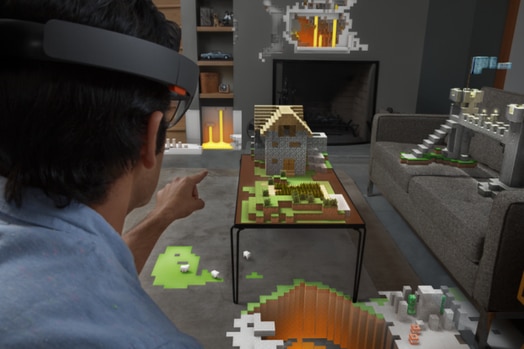 Augmented reality glasses (like Microsoft’s HoloLens) lets you see objects in the real world that aren’t really there. Picture: Microsoft