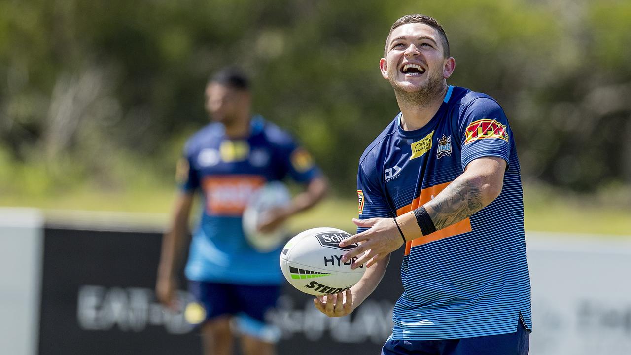 Ash Taylor all smiles at Titans pre-season training. Picture: Jerad Williams.