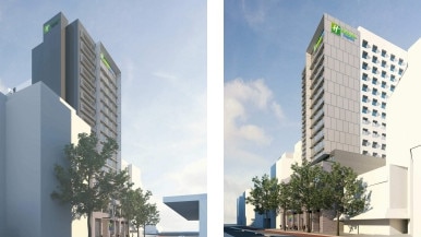 Artist impressions of the Holiday Inn Express hotel at Smith St, Parramatta.