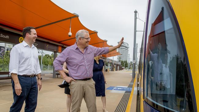 Prime Minister Scott Morrison at Broadbeach South station last November. Picture: Jerad Williams.