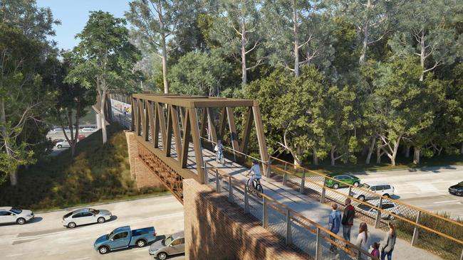 How part of the Pippita Rail Trail at the Southern Bridge over Parramatta Rd could look.