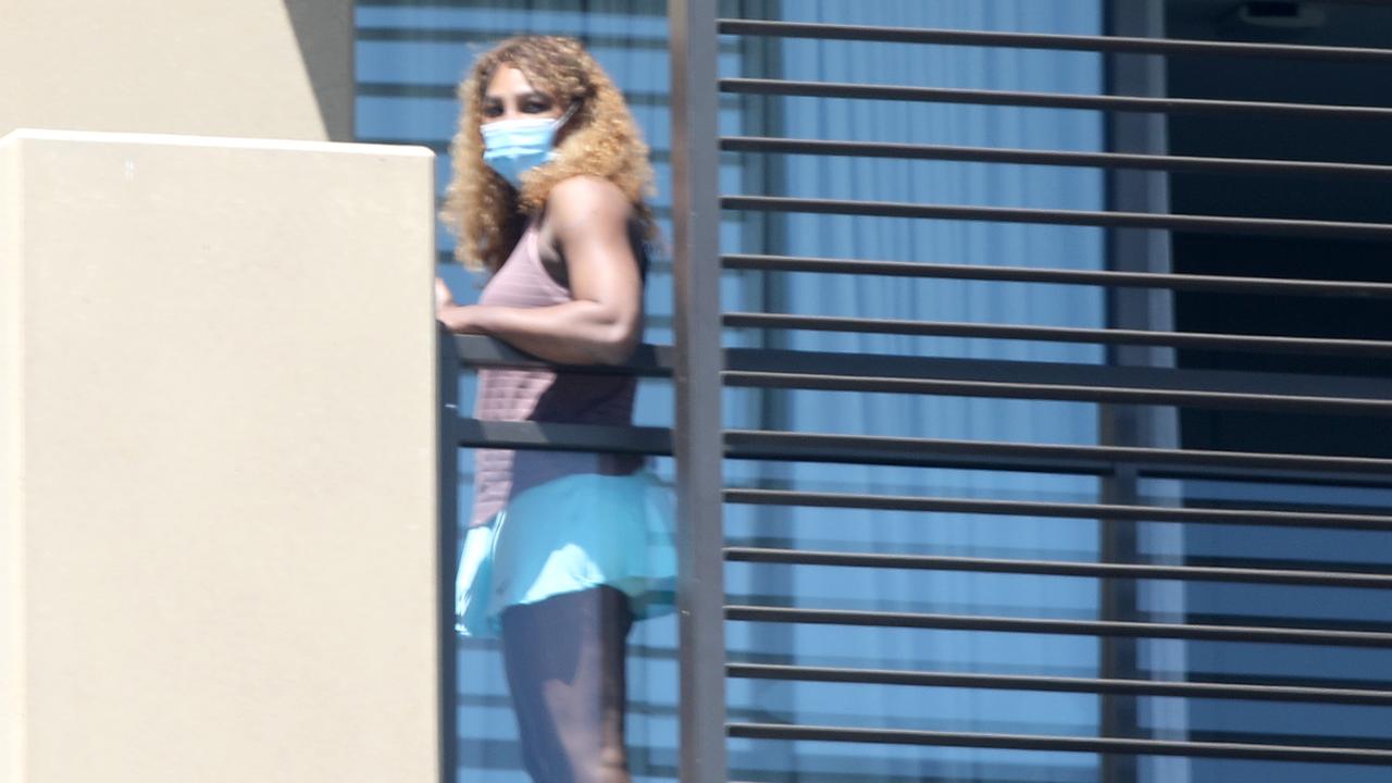 Serena Williams while in quarantine at Majestic Suites in North Adelaide. Picture: NCA NewsWire