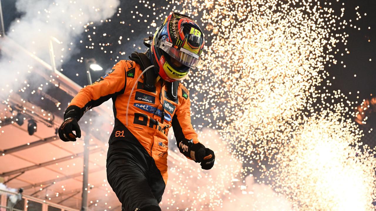 Oscar Piastri heads to the podium after winning the F1 Grand Prix of Saudi Arabia. Picture: Getty Images