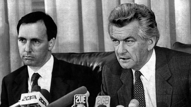 Prime Minister Bob Hawke (right) and Treasurer Paul Keating in 1983.