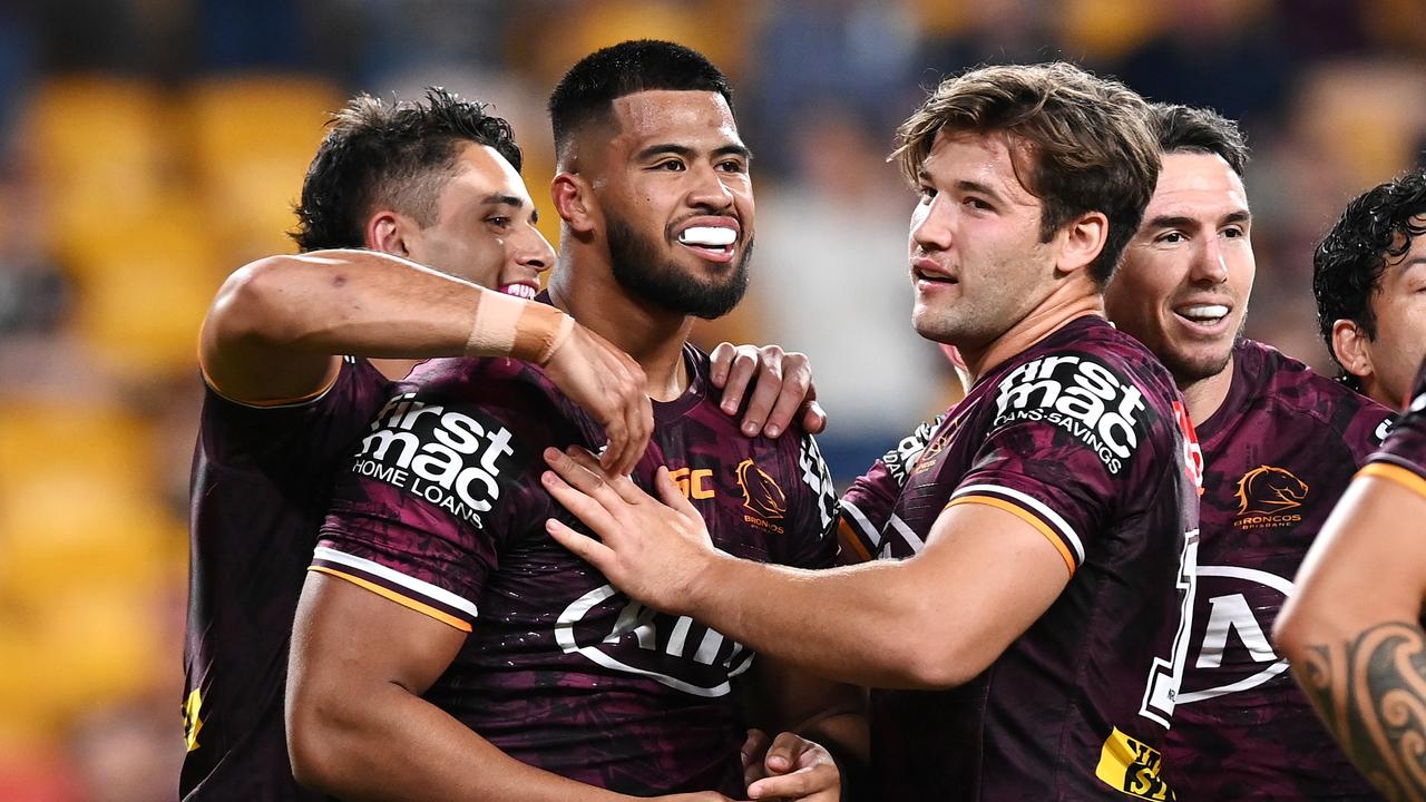 Payne Haas has won his second straight Paul Morgan medal for player of the year, sharing the honours with Pat Carrigan. Picture: Getty Images.