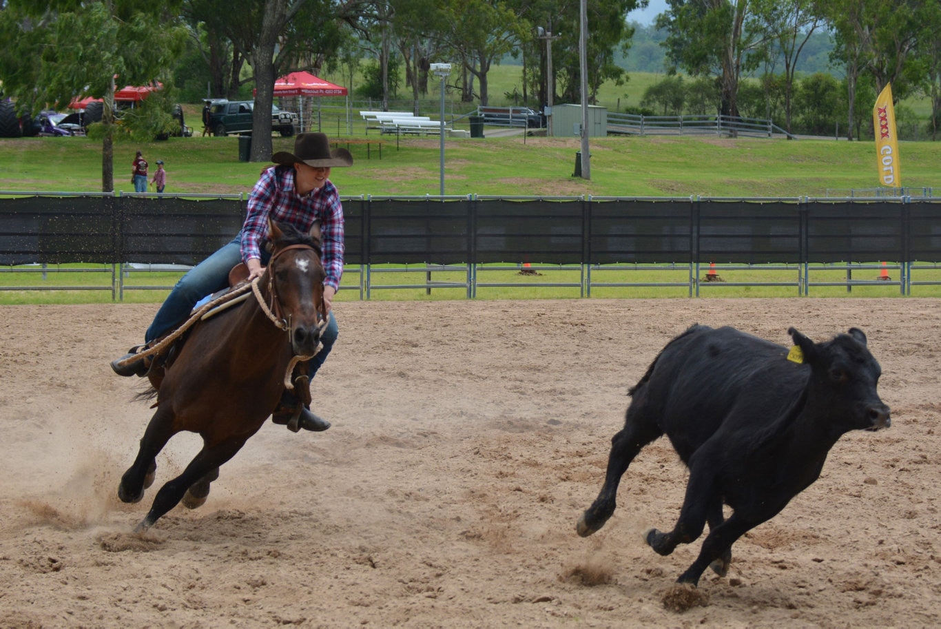 Riley Curr riding in the Cooyar Campdraft at the 71st annual Cooyar Show. Picture: Kate McCormack