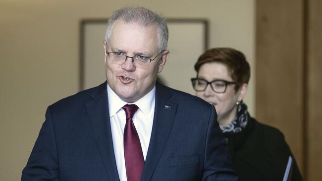 Scott Morrison and Marise Payne. Picture: Gary Ramage