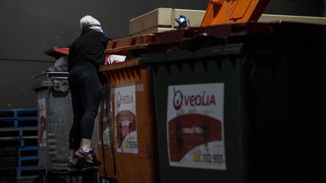 Adelaide dumpster divers retrieving food thrown out by supermarkets. Picture: Brad Fleet