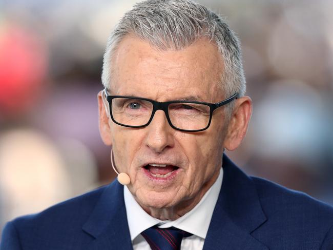 SYDNEY, AUSTRALIA - NOVEMBER 07: Bruce McAvaney commentates for the Seven Network during Sydney Racing at Royal Randwick Racecourse on November 07, 2023 in Sydney, Australia. (Photo by Jason McCawley/Getty Images)