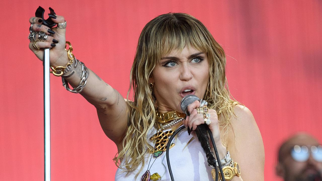 Miley Cyrus performs on the Pyramid Stage on day five of Glastonbury Festival at Worthy Farm, Pilton on June 30, 2019 in Glastonbury, England. Picture: Leon Neal