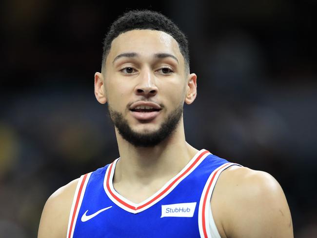 INDIANAPOLIS, INDIANA - DECEMBER 31: Ben Simmons #25 of the Philadelphia 76ers against the Indiana Pacers at Bankers Life Fieldhouse on December 31, 2019 in Indianapolis, Indiana. NOTE TO USER: User expressly acknowledges and agrees that, by downloading and or using this photograph, User is consenting to the terms and conditions of the Getty Images License Agreement.   Andy Lyons/Getty Images/AFP == FOR NEWSPAPERS, INTERNET, TELCOS & TELEVISION USE ONLY ==