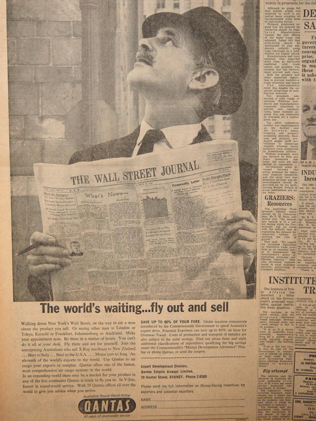 An advertisement for Qantas that appeared in The Australian in 1964.