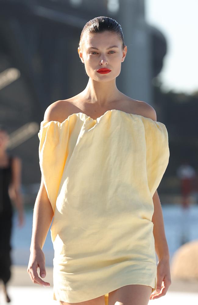 A model in Bondi Born’s take on the mini at Circular Quay. Picture: Getty Images