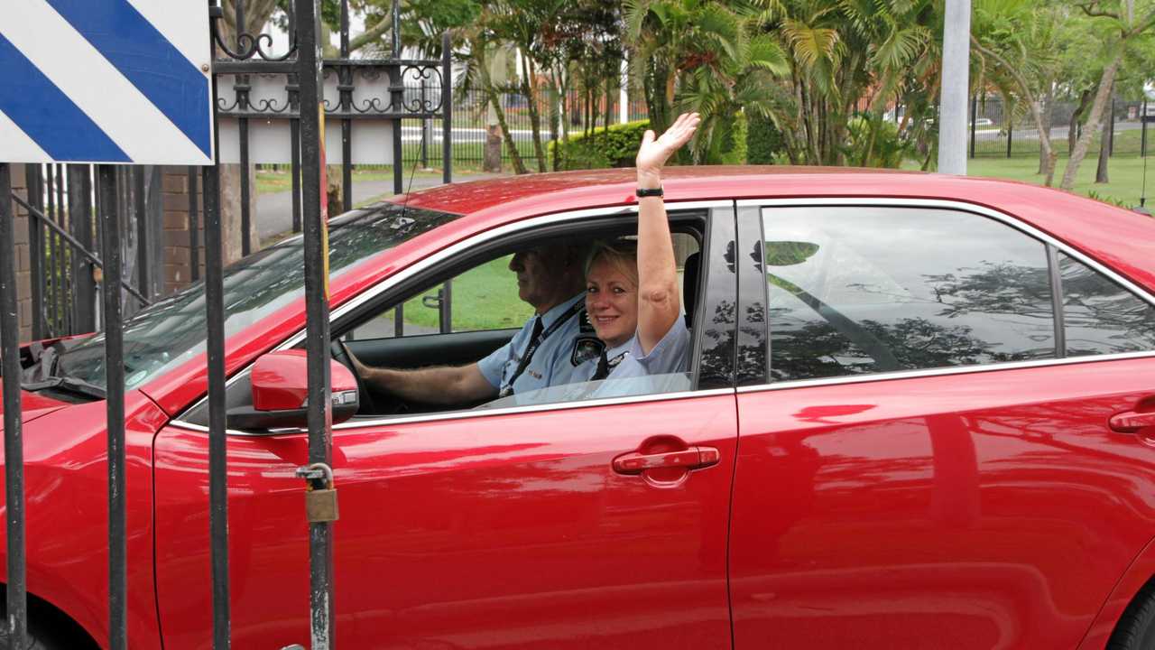 Former Sunshine Coast police officer Acting Assistant Commissioner Debbie Platz waves goodbye on her last day with the Queensland Police Service. Picture: Contributed