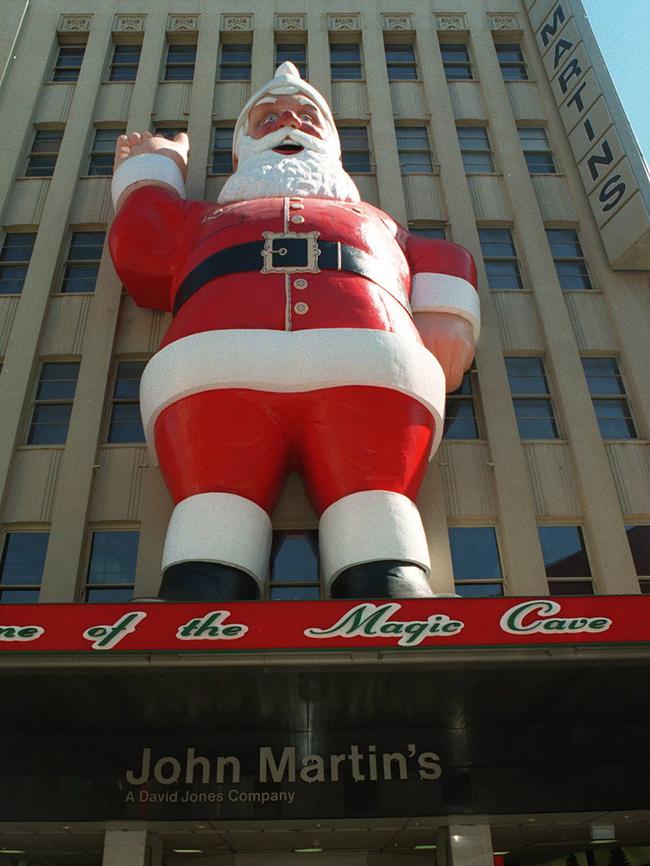 Big Santa on the former John Martin’s building in Rundle Mall.