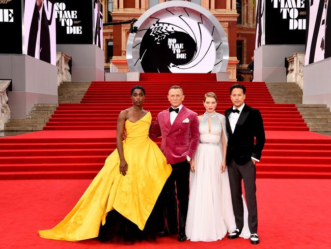 Lashana Lynch, Daniel Craig and Lea Seydoux at the premiere of No Time To Die. Picture: Getty Images