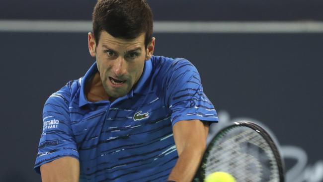 Novak Djokovic in action during the Mubadala World Tennis Championship in Abu Dhabi. Picture: Kamran Jebreili