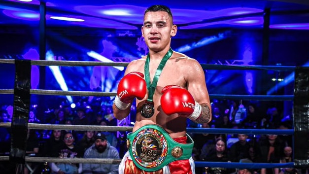 Brandon Baresic after winning the WBC Australian Welterweight title in Melbourne on Saturday, July 20, 2024. He is fighting a tag team bout on Saturday night at Dreamworld.