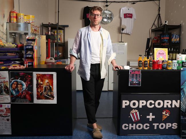 Graziano Di Martino owner of Rewind Cinema in the store area of the cinema.  The store area at Rewind Cinema in New Town was broken into with important film memorabilia along with camera equipment stolen.  Picture: Nikki Davis-Jones