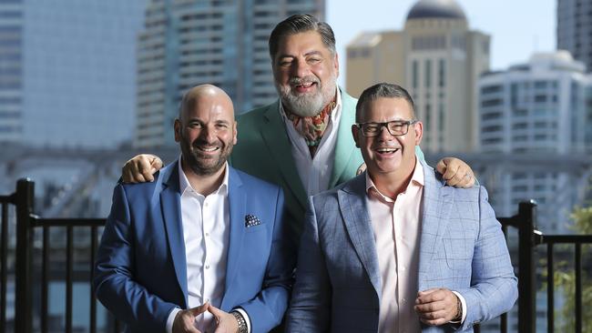 Dumped MasterChef judges George Calombaris, Matt Preston and Gary Mehigan. Picture: Mark Cranitch.