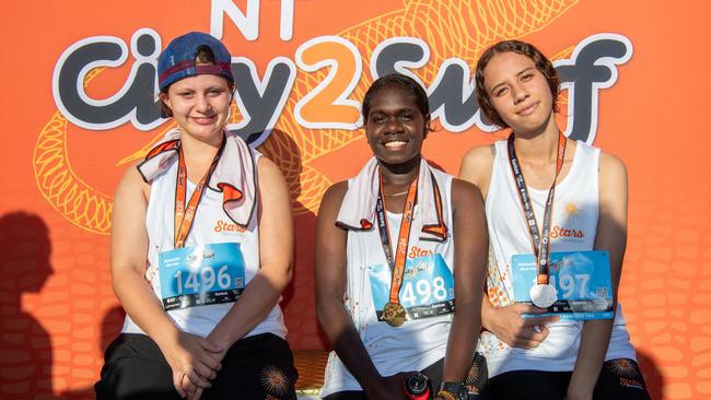 Taminmin Stars’ Tori Stephens, Aida Goodman and Khadijah Hollis. Picture: Pema Tamang Pakhrin.