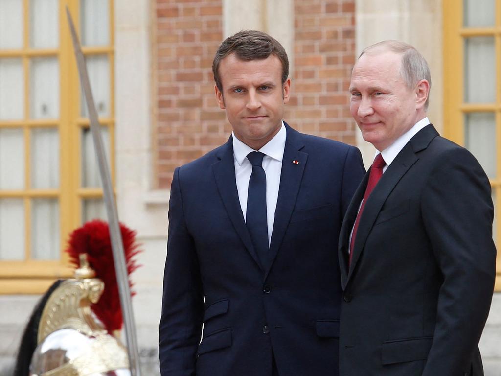 Emmanuel Macron has called Vladimir Putin “deluded”. Picture: AFP