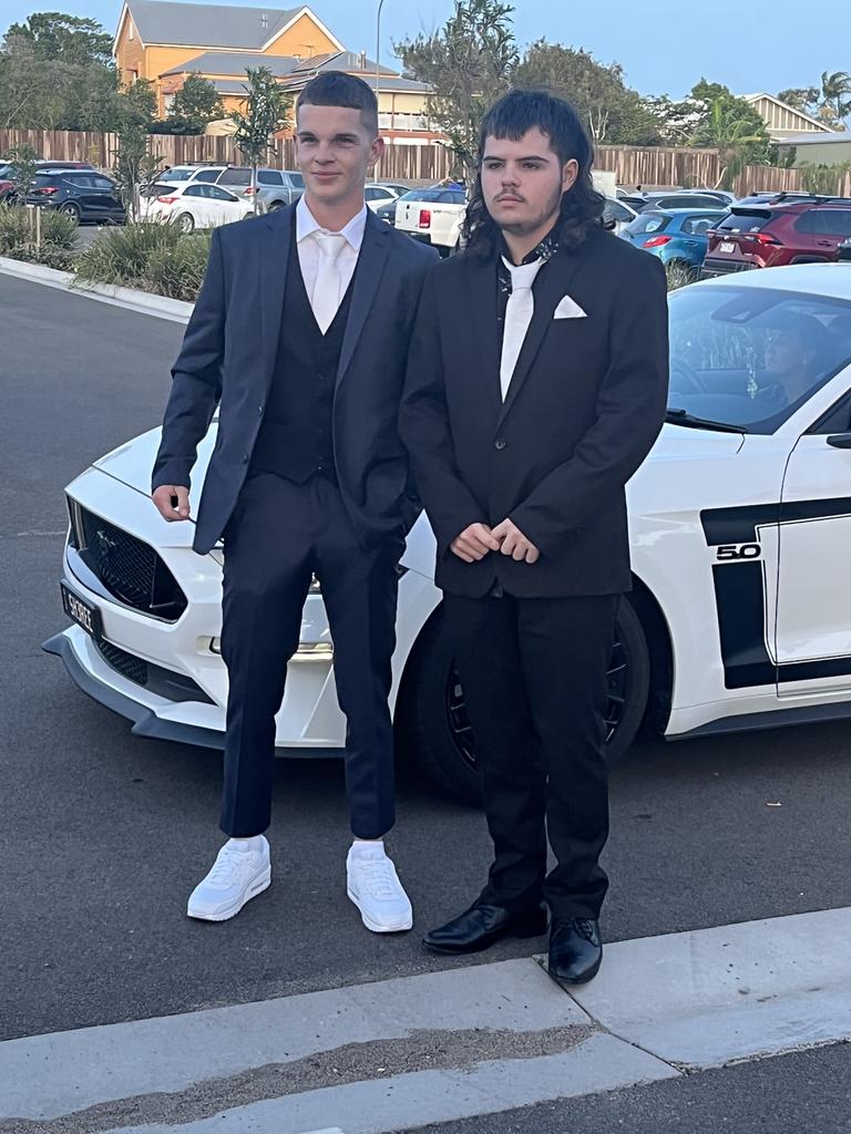 Flynn Richards and Ethan Trevanion arrive at the Aldridge State High School formal.
