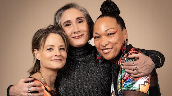 Jodie Foster with True Detective Season Four writer-director Issa Lopez and co-star Kali Reis.