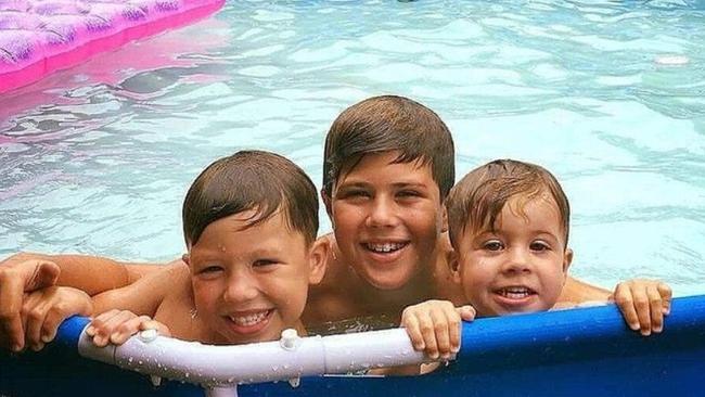 Nathan Vogel's sons (from left) Harley, 5, Travin, 9 and Cash, 2 Mr Vogel died last week after falling off his bicycle in Burleigh on the way home