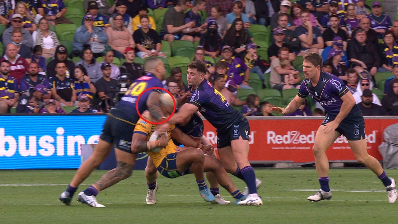 Nelson Asofa-Solomona was fined in Round 3 for a high shot on Makahesi Makatoa.