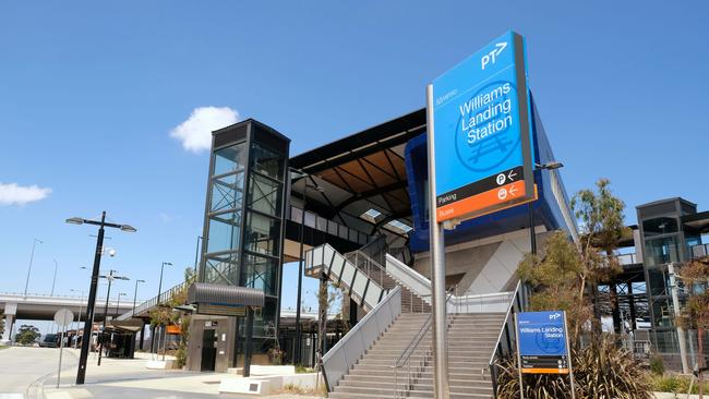 The bus stopped at Williams Landing Metro station.