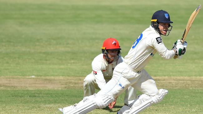 Daniel Solway playing a shot in the Sheffield Shield.