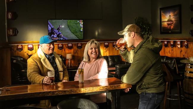 From left, Mark Balsarini, Alison McClelland and Jordan Balsarini at the Royal Hotel, Sea Lake. Picture: Julian Kingma