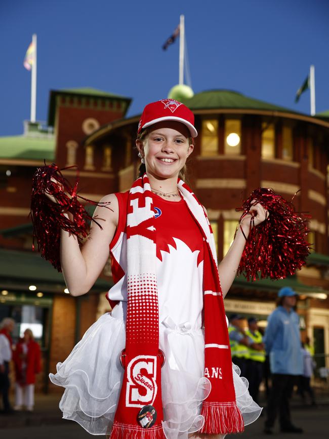 Mabel OÃ¢â&#130;¬â&#132;¢Grady-Prouse, 11,at Moore Park for the Sydney Swans vs Port Adelaide Preliminary Final. Picture: Jonathan Ng