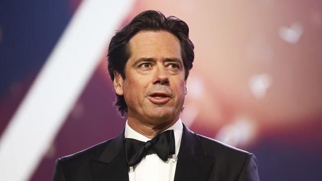 MELBOURNE, AUSTRALIA - SEPTEMBER 18: AFL CEO Gillon McLachlan speaks during the 2022 Brownlow Medal at Crown Entertainment Complex on September 18, 2022 in Melbourne, Australia. (Photo by Daniel Pockett/AFL Photos/via Getty Images)