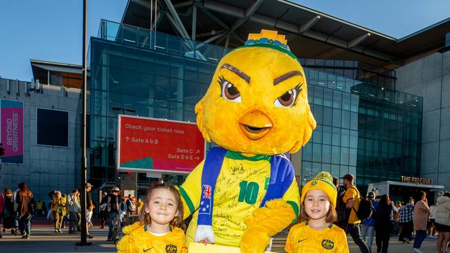 Fans ahead of the World Cup Matilda's v Sweden match at Suncorp Stadium. Photo - Stephen Archer