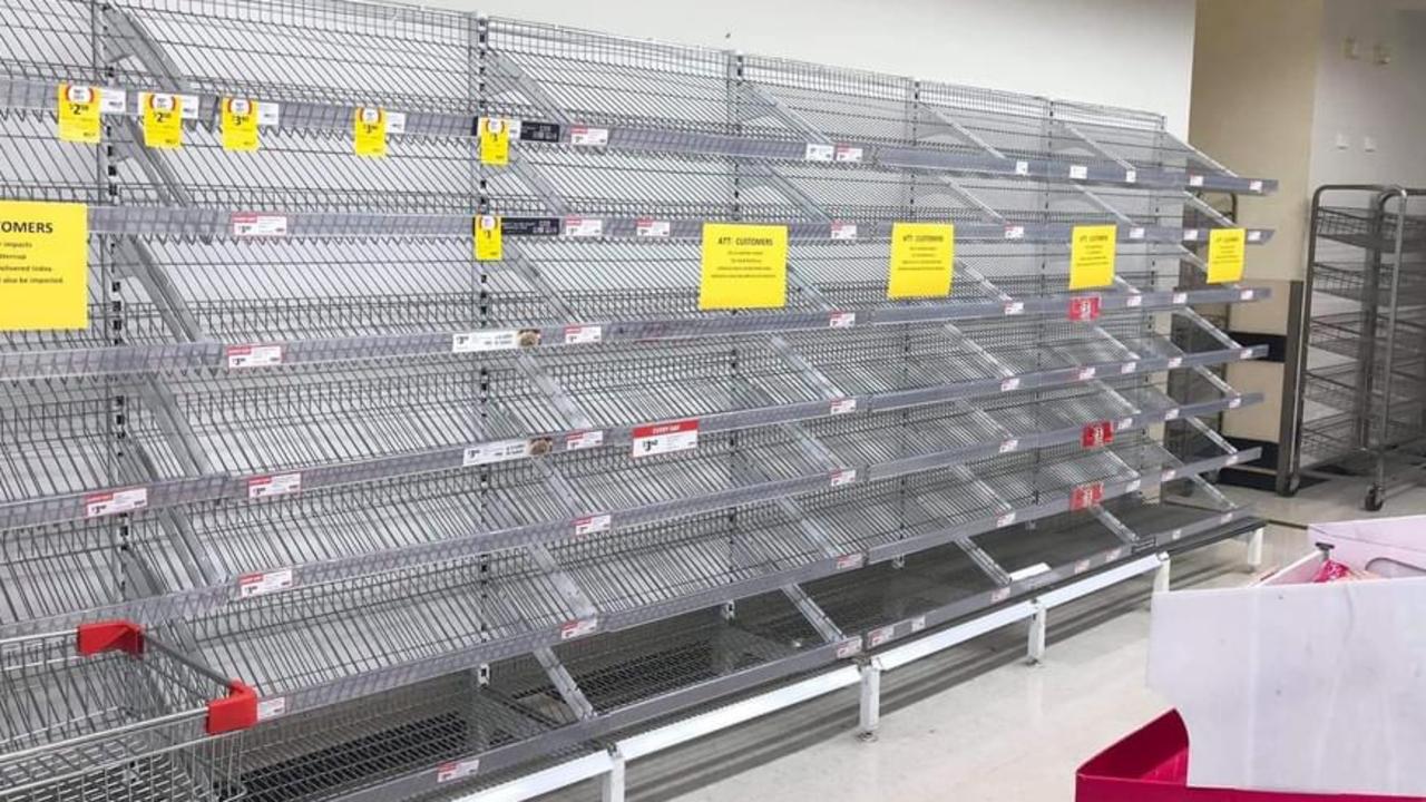 Empty shelves at Port Macquarie Lighthouse Coles. Picture: Dan Mills