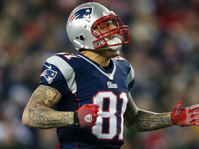 Aaron Hernandez was #81 for the New England Patriots. Picture: Getty