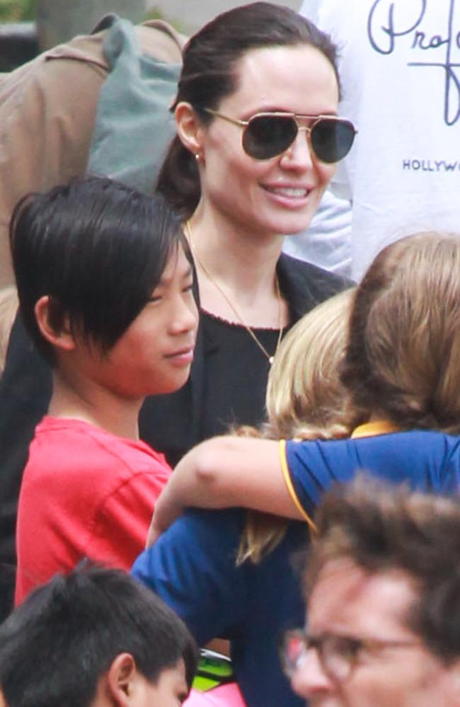 Happy to be an average mum. Angelina and son Pax. Credit: Splash News Australia.