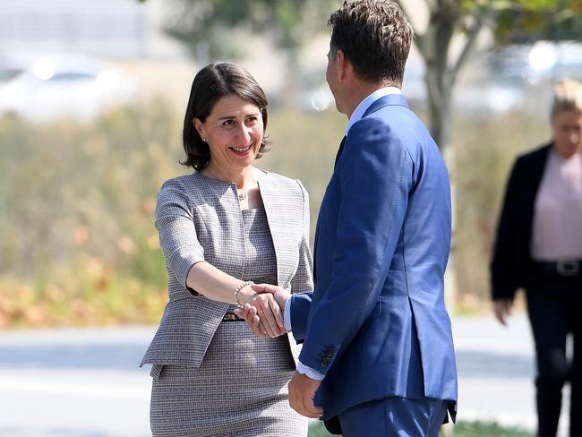 NSW Premier Gladys Berejiklian and Transport Minister Andrew Constance announced the extra services today. Picture: AAP