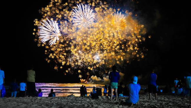 New Year’s Eve fireworks at Surfers Paradise on the Gold Coast. Picture: NIGEL HALLETT