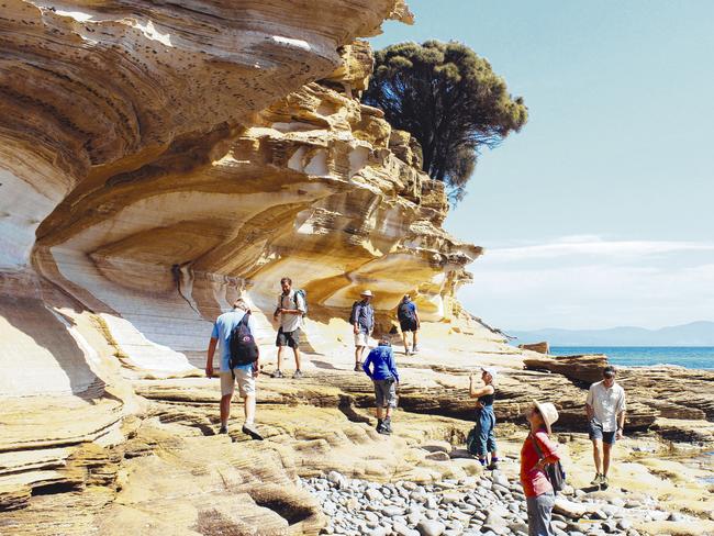 Maria Island’s painted cliffs. Picture: Oscar Bedford