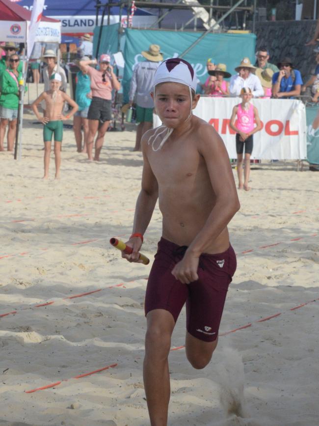 Running action at the Queensland Youth Surf Life Saving Championships on February 17.