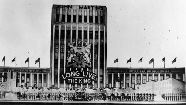 John Martin‘s Rundle Street store with 'Long Live the King' decorations to celebrate the coronation of King George VI in May 1937.