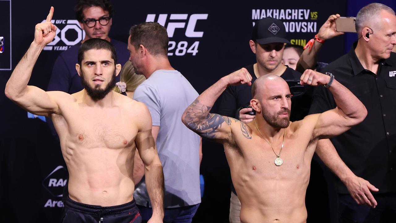 Islam Makhachev and Alex Volkanovski are ready for their blockbuster fight. (Photo by Paul Kane/Getty Images)