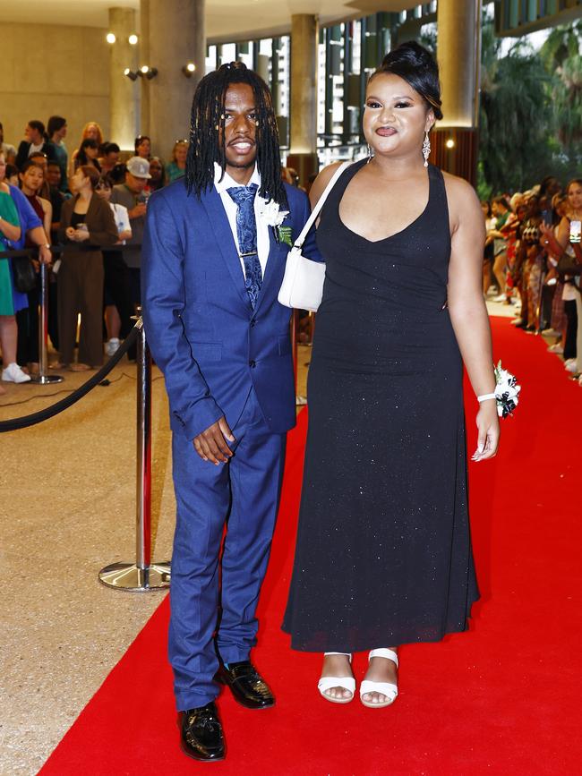 Jephet Duck and Nyra Imani at the Trinity Bay High School formal evening, held at the Cairns Convention Centre. Picture: Brendan Radke