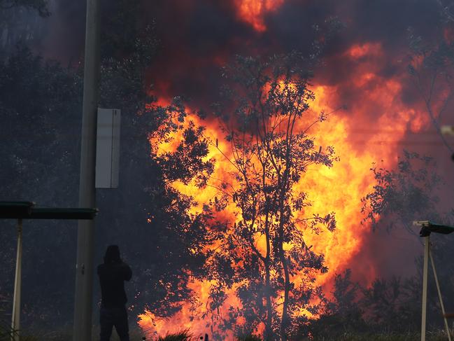 A truck petrol tanker crashed and exploded on Mona Vale Rd, killing two people in 2013. Picture: John Grainger