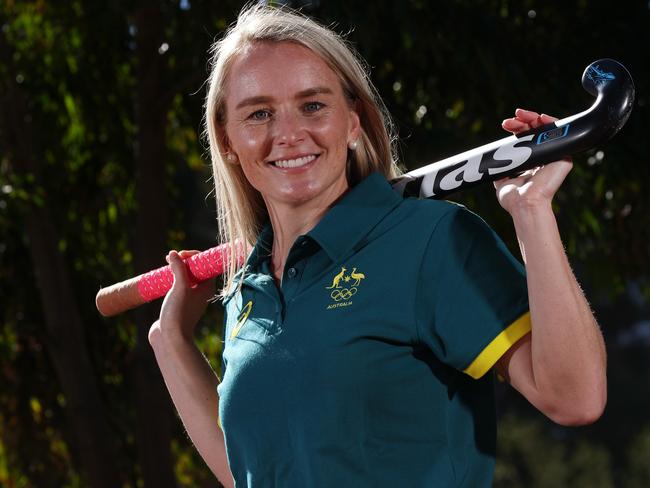 PERTH, AUSTRALIA - JULY 01: Hockeyroos player Jane Claxton poses during the Australian 2024 Paris Olympic Games Hockey Squad Announcement at Aquinas College on July 01, 2024 in Perth, Australia. (Photo by Will Russell/Getty Images)